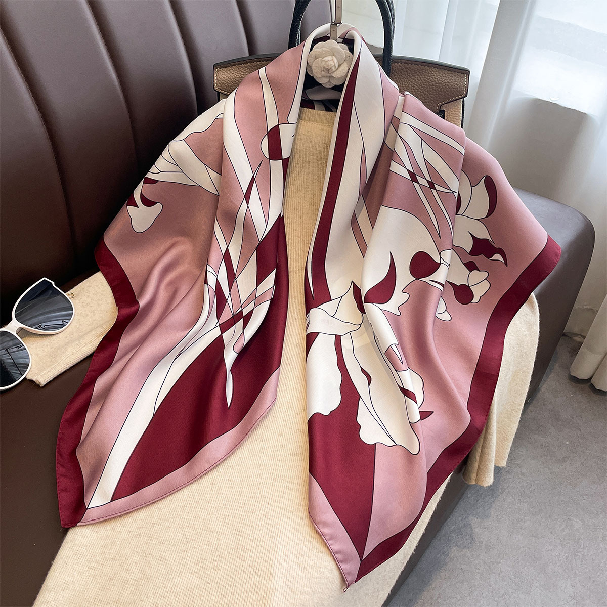 Ascot Neck Scarf - Luksusowa apaszka kwadratowa 90x90 cm, jedwab